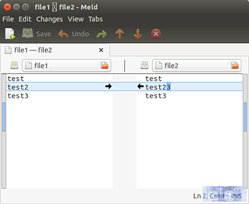 Compare files in Meld